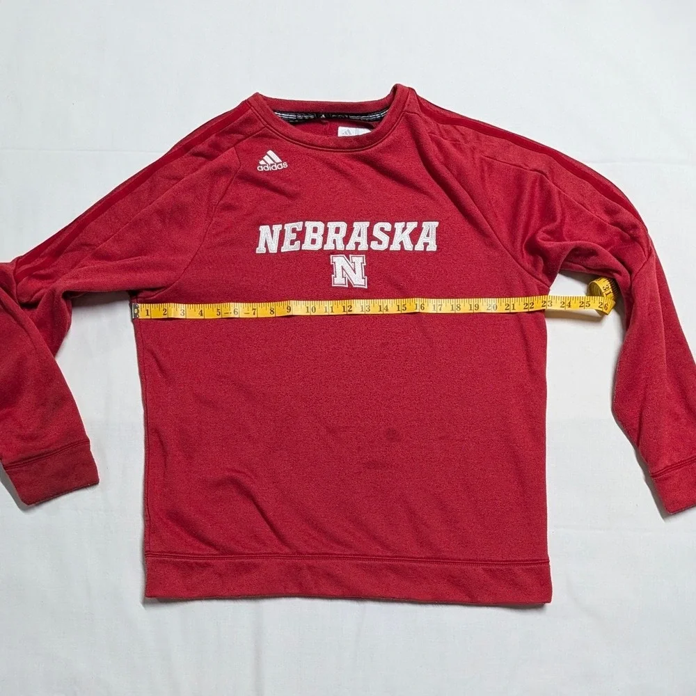 Adidas Nebraska Cornhuskers ClimaWarm Red Fleece Sweatshirt Mens Large NCAA